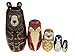 Arsdoll Cartoon Brown Bear Fox Owl Rabbit Raccoon Nesting Doll Wooden Matryoshka Russian Doll Handmade Stacking Toy Set 5 Pieces For Kids Girl Home Decoration