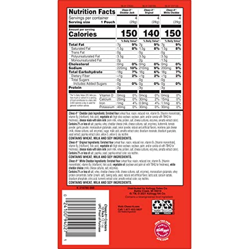 CHEEZ-IT CHEESE CRACKERS, BAKED SNACK CRACKERS, LUNCH SNACKS, VARIETY PACK, 12.1OZ BOX (12 PACKS)