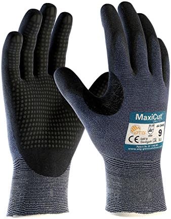Protective Industrial Products Large Blue And Black MaxiCut Ultra Engineered Yarn Cut Resistant Gloves With Knit Wrist, Micro-Foam Nitrile Coating, Micro Dot Palm And Reinforced Thumb Crotch - 2 Pairs