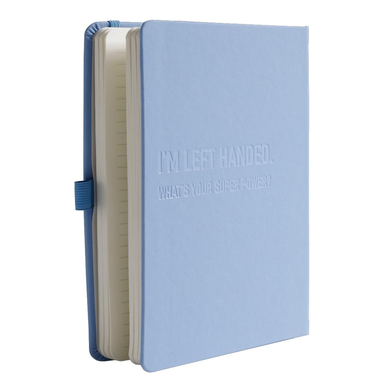 Urby Left Handed Journal w. Leather Cover. The Lefty Stuff Series. College Ruled Left Handed Notebooks, 200 Pages, 80GSM Premium Paper. US Letter Size. 11x8.5in. Baby Blue