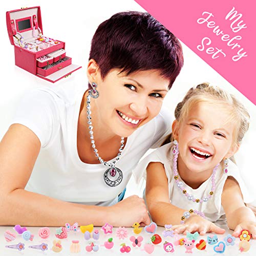 DRESS 2 PLAY Pretend Play and Dress Up Little Girls Jewelry for Girls 34 Piece Jewelry Set and Accessories Playset with Jewelry Box, Rings, Bracelets, and Necklaces and More - Thumbnail 3