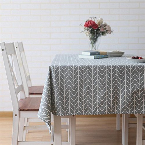 Meiosuns Table Cloth, Rectangular Tablecloth, Cotton Linen, Simple Twill Tablecloth, Suitable for Home Kitchen Decoration, Various Sizes, grey, 140 x 260 cm — image 1