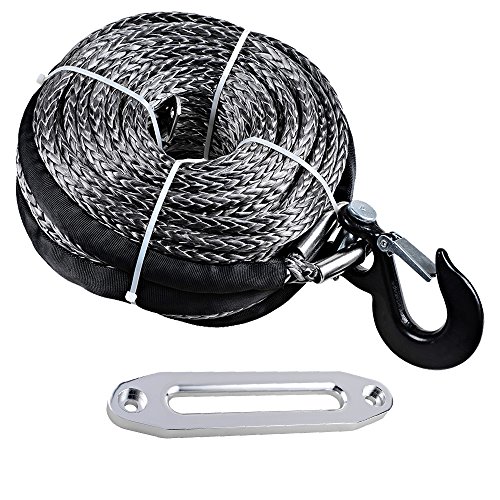 95' x 3/8" Gray Synthetic Winch Rope Line Cable 20500LBs Protective