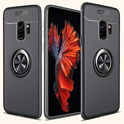 Galaxy S9 Case, cresawis 360 Rotating Ring Grip Stand & Magnetic Metal Patch Shock Absorbing Bumper Soft TPU Case for Samsung Galaxy S9-Black