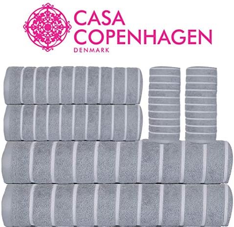 Casa Copenhagen 530 GSM Cotton 6 Pcs Towel Set - 2Pcs Bath Towel (75x150cm)/ 2Pcs Hand Towel (40x60cm)/ 2 Pcs Face Towel (30x30cm) - Frost Grey