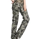 Aubig Cotton Womens Casual Outdoor Military Army Woodland Camouflage Cargo Pants