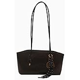 brown vintage shoulder bag for women, small fall leather purses y2k with cute pendant, retro leather purse, designer trendy aesthetic bags handbags for women