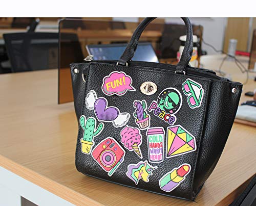 Sticker for Teens Waterproof 3D Leather Stickers Reusable Graffiti Patches for Teens on Handbag, Luggage, Wall, Laptop, Mac Book and More! Pack of 5 Sheets (28pcs) - Thumbnail 2