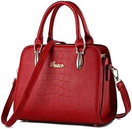 Hydne Women's Fashionable Simple Decent Joker Zipper Portable Vintage Handbag(Red)