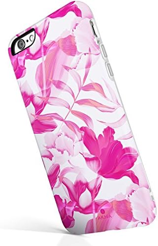 iPhone 6 Plus / 6s Plus case marble, Akna New Glamour Series Flexible Soft TPU cover with Fabulous Glossy Pattern for both iPhone 6 Plus &amp; iPhone 6s Plus [Fabulous Fuchsia Flower](U.S)