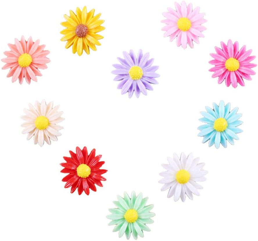 50pcs 8mm Tiny Resin Roses Flower FlatBacks Cabochons Deco F1221x2 (Daisy, 8mm)
