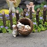 Bunnies in a Walnut for Miniature Garden, Fairy Garden