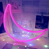 Fiee Pink Moon Shaped Neon Signs,Led Safety Art