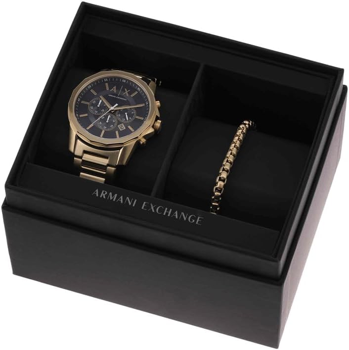 Gold Tone Watch for Men, Quartz Chronograph Movement and 44mm Case Size with Stainless Steel Strap