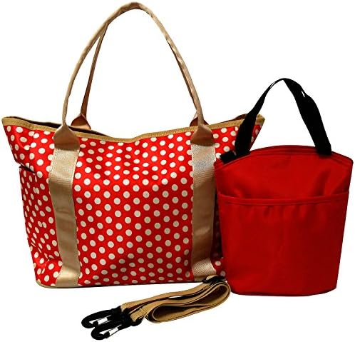 Spacious Diaper Bag Set for Mom &amp; Dad - Includes Diaper Tote Bag &amp; BONUS Insulated Milk Bottle Storage Bag - Lightweight &amp; Waterproof - Perfect Gift for Baby Shower &amp; Registry (2 Items / Red)