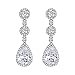 EVER FAITH 925 Sterling Silver Cubic Zirconia Tear Drop Dangle Statement Earrings for Women, Bride, Wedding