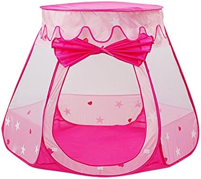 Icanbee Play Tent Pink Princess house for Girls and Boy, 50 Pcs Plastic Ocean Balls, Easy Folding Up with Tote Storage Bag Safety Indoor and Outdoor Kids Pop Up kids play a tents(Pink)