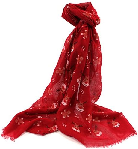 Reindeer / Gingerbread Scarf Red - Fun Ladies Christmas Accessory
