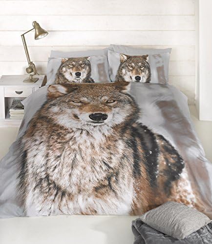Wolf Photographic Single Duvet Cover and Pillowcase by URBAN UNIQUE