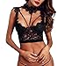 PJTOP Womens Lace Strappy Sheer Lace Bustier Corset Lingerie Vest Tops Black S