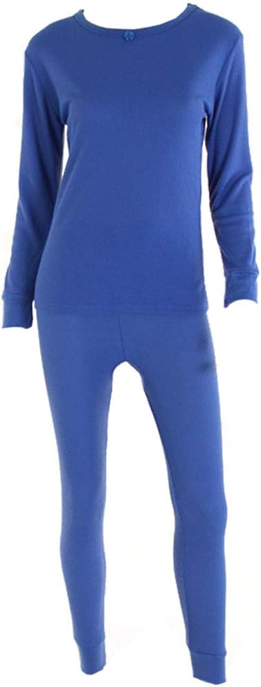 Wuhou Women's 100% Cotton Thermal Underwear Two Piece Long Johns Set-XL-White