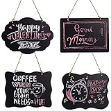 Homemaxs Chalkboard Sign Double-Sided Message Board with Hanging String - 4 Pack