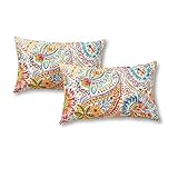 Greendale Home Fashions Rectangle Outdoor Accent Pillows in Painted Paisley (Set of 2), Jamboree