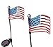 Solar Powered American Flag Solar Garden Stake Lights, 2 Pack in 1
