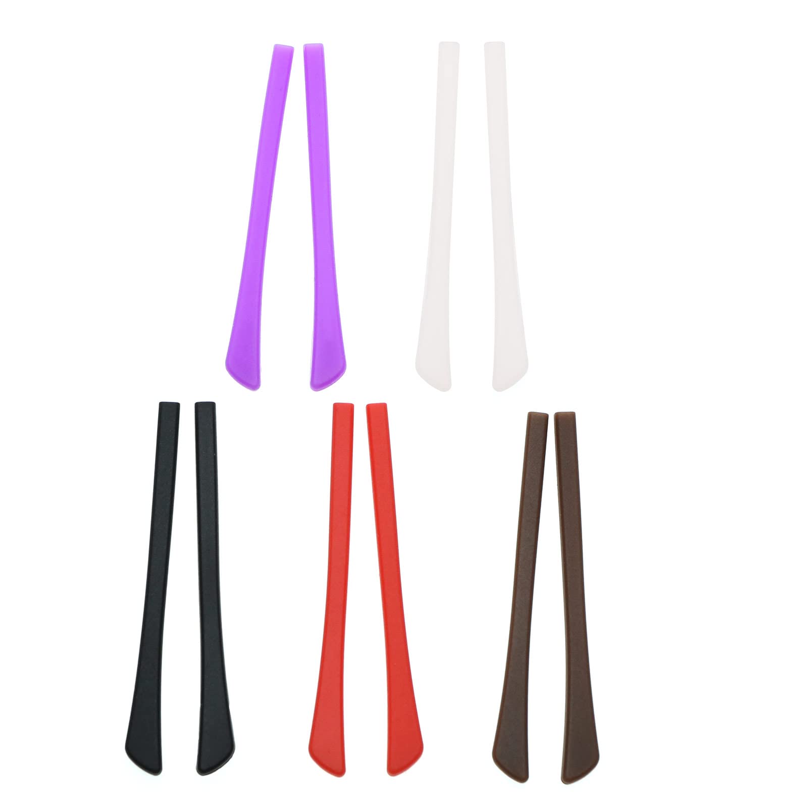OTOTEC 10 Pairs Glasses Temple End Tips Colourful Anti-Slip Silicone Eyeglass End Tips Ear Sock Pieces Comfortable Replacements in Black/Brown/Red/White/Purple