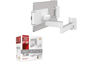 Barkan 7-12 inch Full Motion - 4 Movement Tablet Mount for Wall & Cabinet 3 lbs White Firm Tablet Clamp 360 Degree Rotation