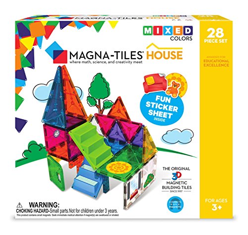 Magna-Tiles 18332 28-Piece House Set, The Original, Award-Winning Magnetic Building Creativity and Educational, STEM Approved, Solid and Clear Colors (Pack of 28)