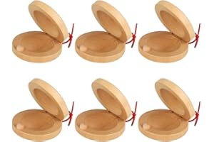 CCHUDE 6 Pcs Wooden Finger Castanets Musical Castanets Instrument Educational Percussion Rhythm Castanets Musical Clap Board for Kids Adults