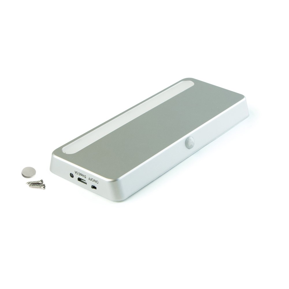 Emuca 5073725 Luminaria LED Ricaricabile Con Sensore Di Movimento, Grigio Metallizzato