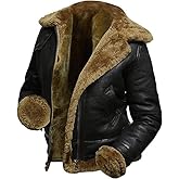 CHAQUETAS STORE Womens B3 Shearling Bomber Jacket Raf Aviator Pilot Genuine Sheepskin Brown Leather Jacket Removable Hoodie
