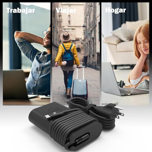 TGHQTR Cargador para Laptop USB C/Tipo C de 65 W,Compatible con Las Series DELL Latitude 3000/5000/7000/9000,Series Inspiron 5000/7000, XPS 13 Chromebook Cargador de Carga Rapida