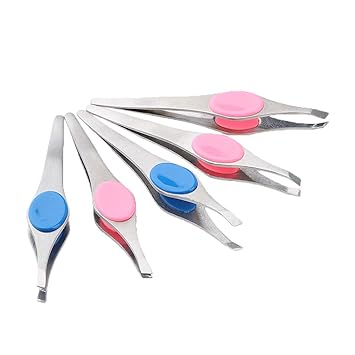 Amazon Com Fenteer 5 Counts Professional Slant Flat Tweezers For