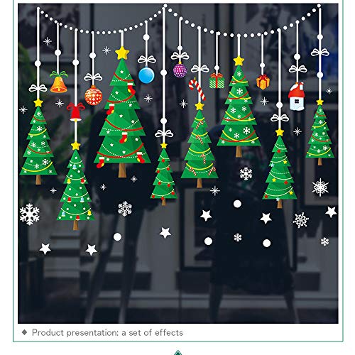 ONDY Christmas Tree Window Glass Decals Stickers 2020 New Holiday Merry Christmas Removable Dress Up DIY Wall Stickers Door Decals for Living Room Bedroom Shop Window