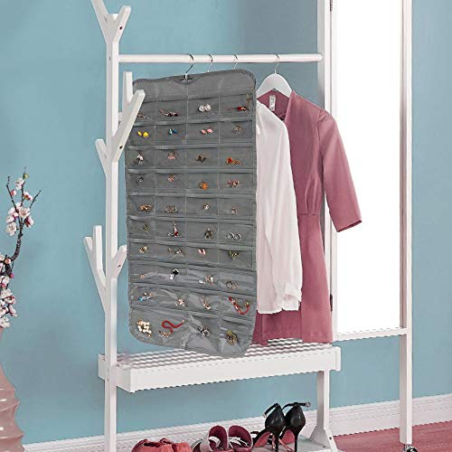 ComboCube Grey 80 Pockets Hanging Jewelry Organizer(Hanger Included) (Grey) - Thumbnail 5