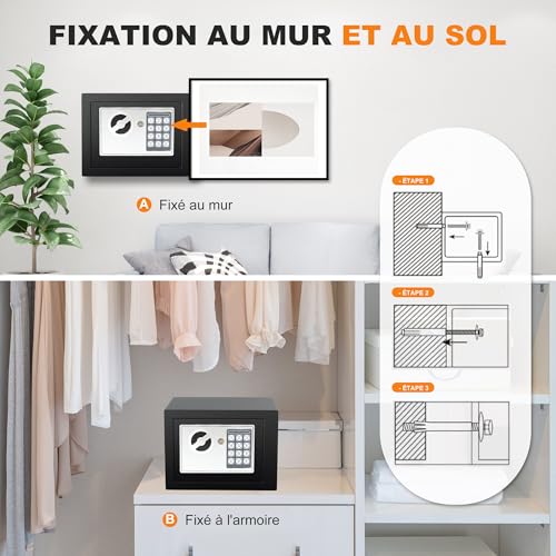 6.6L Digital Steel Safe Electronic Security Home Office Cash Safe 2 Keys 11