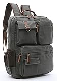 Canvas Backpack, Aidonger Vintage Canvas School Backpack Hiking Travel Rucksack Fits 14'' Laptop (Gray-48)