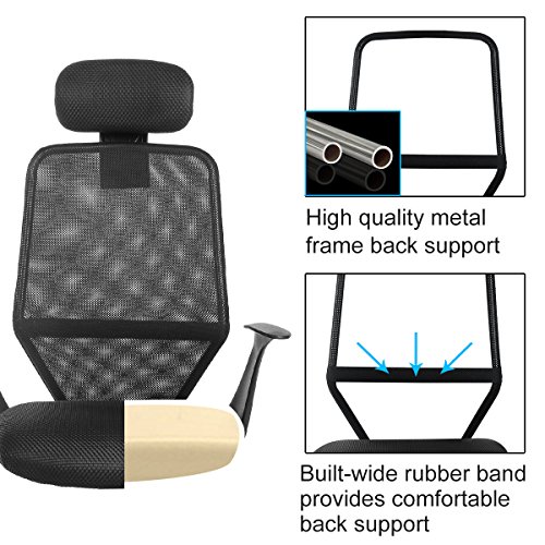 YAMASORO Office Mesh Task Chair Mid Back Swivel Computer Desk Chairs with Backrest,Armrest and Adjustable Seat Height for Home Office Conference Room (Black-8102)