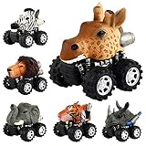 Pull Back Animal Car, Car Toy with Big Tire Wheel(6 Pack) For 3+ Years Old Boys Girls, Monster Vehicle Playset Preschool Learning Birthday, Jungle Themed Party Favors Creative Gifts for Kids Children
