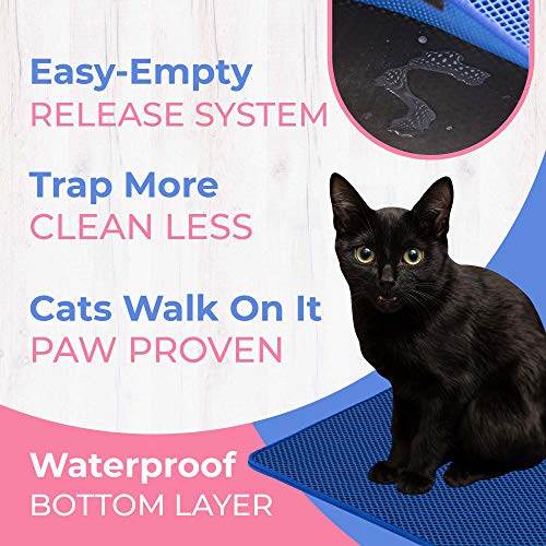 Easyology Cat Litter Mat for Large Litter Box - Patented Woven Fibers Trap 37% More - Waterproof Rubber Bottomed Litter Box Mat - Litter Trapper/Catcher Pad for Sensitive Paws