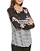 SE MIU Women's Breastfeeding Shirt Striped Patchwork Long Sleeve Maternity Breastfeeding Nursing Tops