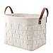 LoongBaby Felt Storage Baskets With Handles Soft Durable Toy Storage Nursery Bins Home Decorations (White)