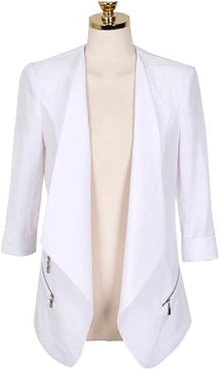 七分袖 独特 襟 クールエレガント 女性 レディース ジャケット 着こなし アウター デイリー フォーマル ビジネス スーツ 入学式 女子会 結婚式 二次会 お呼ばれ コート ジャケット 通販 Amazon