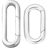 SUNNYCLUE 1 Box S925 Sterling Silver Oval Clasp Spring Gate Ring Large White Long Necklace Linking Snap Shortener Metal Enhancer Carabiner for Jewelry Making Diy Bracelet Handmade Findings Women Adult