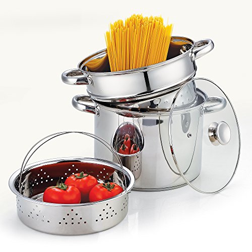 Cook N Home 4Piece 8 Quart Multipots, Stainless Steel Pasta Cooker