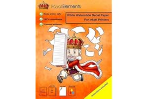 Royal Elements Waterslide Decal Paper - White for Inkjet Printers - 20 Sheets