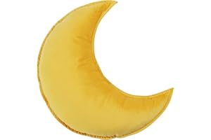 JIKAL Star Moon Shaped Pillow Soft Velvet Nursery Stuffed Throw Pillows for Kids Room Couch Reading Nook Decor (Moon, Yellow)